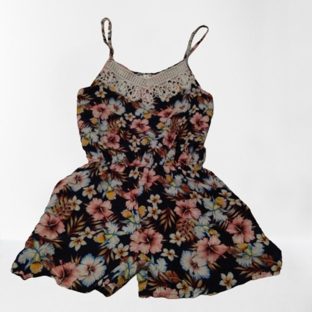 R&F - one piece romper, floral&black Size M